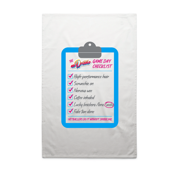 No Dribble Game Day Checklist tea-towel